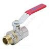 Кран шаровой латунь никель 1003 Euro Ду 32 Ру25 ВР/НР полнопроходной рычаг красный Aquasfera 1003-04, миниатюра — 1