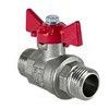 Кран шаровой латунь никель 11Б27фт1М Ду 15 Ру40 НР бабочка красная VALFEX VF.219.NB1.012.N/P59, миниатюра — 0