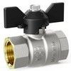 Кран шаровой латунь никель Pride Ду 25 Ру40 ВР бабочка черная аналог 11б27п1 LD 47.25.В-В.Б, миниатюра — 1